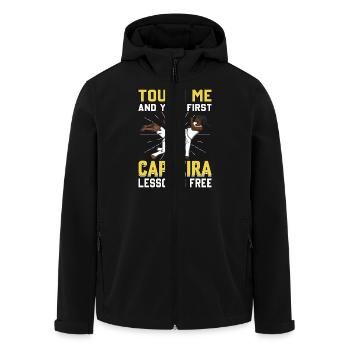 Berühre mich und deine erste Capoeira-Lektion ist kostenlos - Recycelte Männer Softshell-Jacke von Stanley/Stella - Schwarz - Vorne - AI Model Male 185 light (185cm)