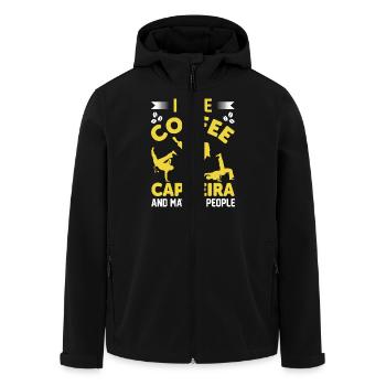 I like Coffee Capoeira and maybe 3 People - Men’s Recycled Softshell Jacket by Stanley/Stella - black - Front - AI Model Male 185 light (185cm)