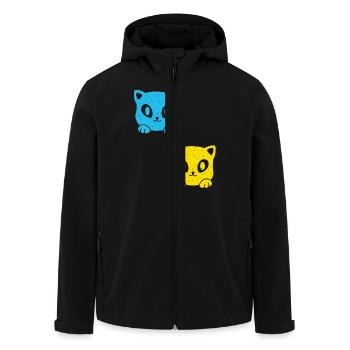 Katzen Retro 80er Ukraine Vintage Tierschutz Katze - Recycelte Männer Softshell-Jacke von Stanley/Stella - Schwarz - Vorne - AI Model Male 185 light (185cm)