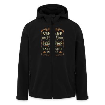 1945 Vintage Birthday Gift Idea - Men’s Recycled Softshell Jacket by Stanley/Stella - black - Front - AI Model Male 185 light (185cm)