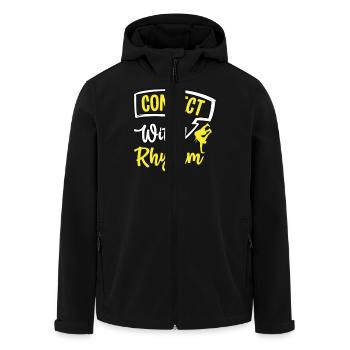 Connect with Rhythmus - Men’s Recycled Softshell Jacket by Stanley/Stella - black - Front - AI Model Male 185 light (185cm)