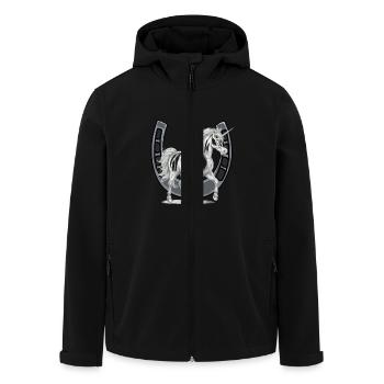 Hufeisen Einhorn Einhörner Pferd Pferde - Recycelte Männer Softshell-Jacke von Stanley/Stella - Schwarz - Vorne - AI Model Male 185 light (185cm)