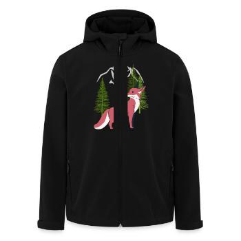 Renard, Renards, Nature, Conte de fées, Forêt, Nature, Arbre - Veste softshell homme en polyester recyclé Stanley/Stella - noir - Devant - AI Model Male 185 light (185cm)