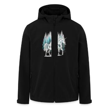 Wald Einhörner Einhorn mystisch Pferd Pferde - Recycelte Männer Softshell-Jacke von Stanley/Stella - Schwarz - Vorne - AI Model Male 185 light (185cm)