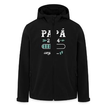 Papa 2024 Chargement Cadeau Futur Père - Veste softshell homme en polyester recyclé Stanley/Stella - noir - Devant - AI Model Male 185 light (185cm)