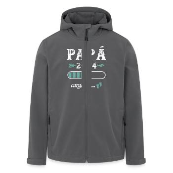 Papa 2024 Chargement Cadeau Futur Père - Veste softshell homme en polyester recyclé Stanley/Stella - charbon - Devant - AI Model Male 185 light (185cm)