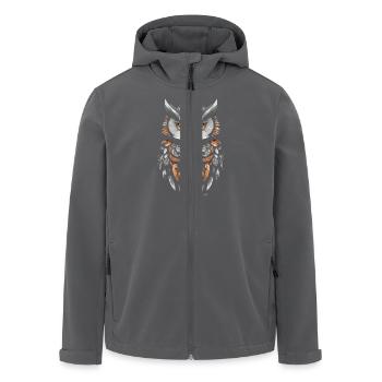 Orange Geometric Owl - Men’s Recycled Softshell Jacket by Stanley/Stella - anthracite - Front - AI Model Male 185 light (185cm)