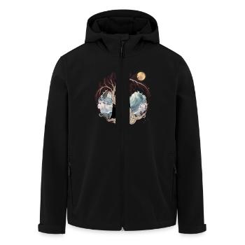 mystisch maritim Leuchttürme Leuchtturm Mond Baum - Recycelte Männer Softshell-Jacke von Stanley/Stella - Schwarz - Vorne - AI Model Male 185 light (185cm)
