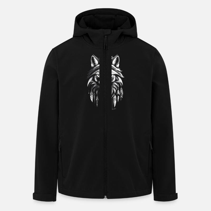 Native American Geometric Wolf - Men’s Recycled Softshell Jacket by Stanley/Stella - black