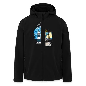 Mer du Nord maritime Mer Baltique Seagull Tasse à café Ahoy - Veste softshell homme en polyester recyclé Stanley/Stella - noir - Devant - AI Model Male 185 light (185cm)
