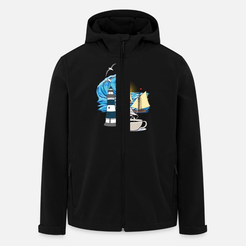 maritim Nordsee Ostsee Möwe Kaffeetasse Ahoi - Recycelte Männer Softshell-Jacke von Stanley/Stella - Schwarz