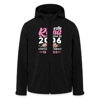 Cadeau d’anniversaire 18 ans femme Made In 2006 - Veste softshell homme en polyester recyclé Stanley/Stella - noir - Devant - AI Model Male 185 light (185cm)