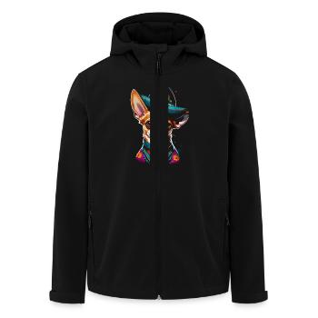 Cute - Geometric Chihuahua Dog Mexico - Men’s Recycled Softshell Jacket by Stanley/Stella - black - Front - AI Model Male 185 light (185cm)