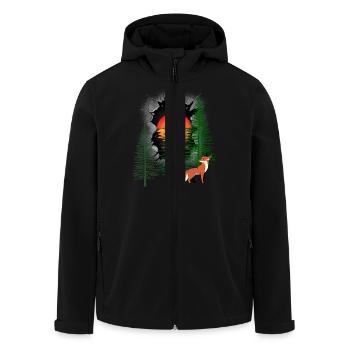 Waldbewohner Fuchs Füchse Sonnenuntergang Märchen - Recycelte Männer Softshell-Jacke von Stanley/Stella - Schwarz - Vorne - AI Model Male 185 light (185cm)