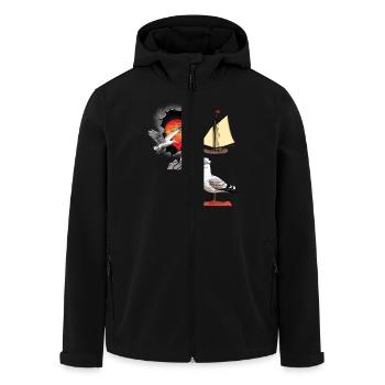 maritime, mouette, mouettes, phare, voilier, navire - Veste softshell homme en polyester recyclé Stanley/Stella - noir - Devant - AI Model Male 185 light (185cm)