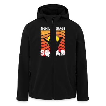 Escouade de la langue des signes Conception d’une langue des signes - Veste softshell homme en polyester recyclé Stanley/Stella - noir - Devant - AI Model Male 185 light (185cm)