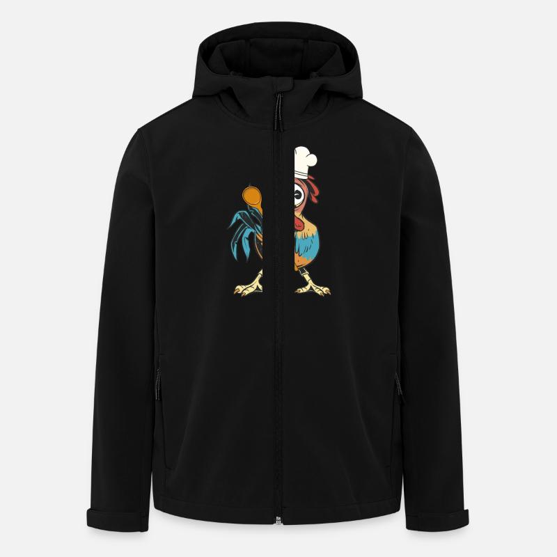 Kylling hane kokk kokker kokk matlaging kunst hobby kokk - Softshelljakke herre i resirkulert polyester Stanley/Stella - svart