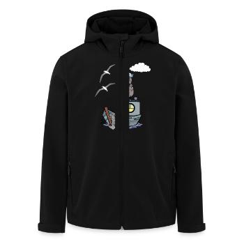 Hippocampe marin maritime enfants enfant bateau Ahoy - Veste softshell homme en polyester recyclé Stanley/Stella - noir - Devant - AI Model Male 185 light (185cm)