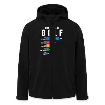 Why I lose at Golf - Men’s Recycled Softshell Jacket by Stanley/Stella - black - Front - AI Model Male 185 light (185cm)