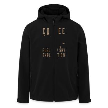coffee fuel for sky exploration - Men’s Recycled Softshell Jacket by Stanley/Stella - black - Front - AI Model Male 185 light (185cm)