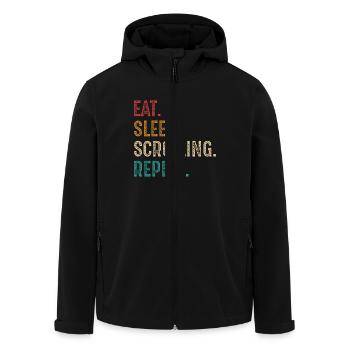 manger dormir faire défiler répéter - Veste softshell homme en polyester recyclé Stanley/Stella - noir - Devant - AI Model Male 185 light (185cm)