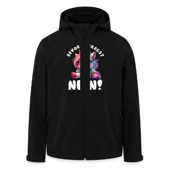 Licorne drôle avec dicton - Veste softshell homme en polyester recyclé Stanley/Stella - noir - Devant - AI Model Male 185 light (185cm)