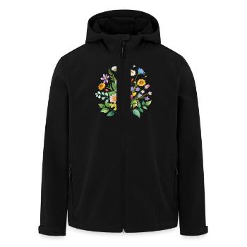 Colorful Wildflowers Bouquet Illustration - Men’s Recycled Softshell Jacket by Stanley/Stella - black - Front - AI Model Male 185 light (185cm)