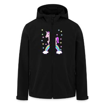 Einhorn Regenbogen Geschenkidee - Recycelte Männer Softshell-Jacke von Stanley/Stella - Schwarz - Vorne - AI Model Male 185 light (185cm)