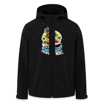 tropical wave - ananas sur jet ski - Veste softshell homme en polyester recyclé Stanley/Stella - noir - Devant - AI Model Male 185 light (185cm)