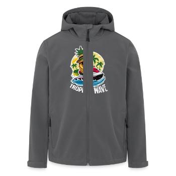 tropical wave - ananas sur jet ski - Veste softshell homme en polyester recyclé Stanley/Stella - charbon - Devant - AI Model Male 185 light (185cm)