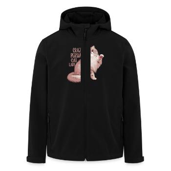Crazy Persian Cat Lady Cat Kitten Mother - Men’s Recycled Softshell Jacket by Stanley/Stella - black - Front - AI Model Male 185 light (185cm)