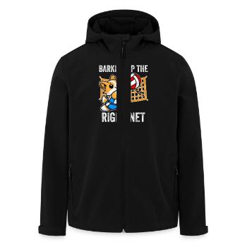 Barking Up the Right Net Funny Corgi Dog Humor - Men’s Recycled Softshell Jacket by Stanley/Stella - black - Front - AI Model Male 185 light (185cm)