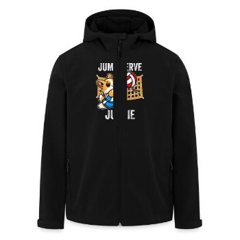 Jump Serve Junkie Funny Corgi Volleyball Cool Dog - Men’s Recycled Softshell Jacket by Stanley/Stella - black - Front - AI Model Male 185 light (185cm)