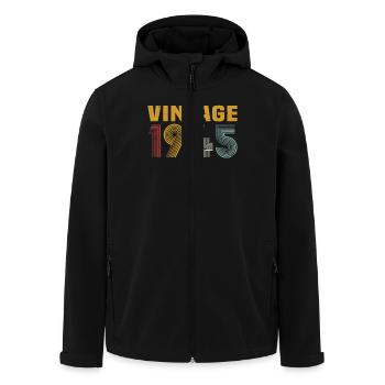 1945 Vintage Retro Cadeau D’anniversaire - Veste softshell homme en polyester recyclé Stanley/Stella - noir - Devant - AI Model Male 185 light (185cm)