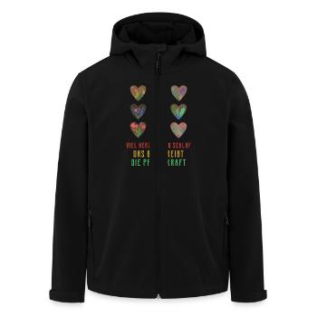 Viel Herz, Wenig Schlaf - Recycelte Männer Softshell-Jacke von Stanley/Stella - Schwarz - Vorne - AI Model Male 185 light (185cm)