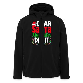 Dear Santa My Sister Did It Christmas Naugthy - Men’s Recycled Softshell Jacket by Stanley/Stella - black - Front - AI Model Male 185 light (185cm)