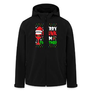 Merry Drunk I'm Christmas Wine Beer Spirit - Men’s Recycled Softshell Jacket by Stanley/Stella - black - Front - AI Model Male 185 light (185cm)