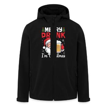 Merry Drunk I'm Christmas Spirit Wine Beer - Men’s Recycled Softshell Jacket by Stanley/Stella - black - Front - AI Model Male 185 light (185cm)