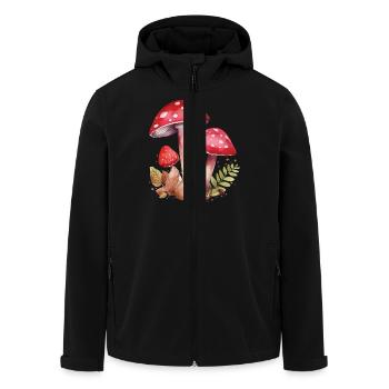 Écureuil mignon avec des champignons rouges mignon - Veste softshell homme en polyester recyclé Stanley/Stella - noir - Devant - AI Model Male 185 light (185cm)