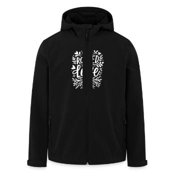 Rooted in Love - Men’s Recycled Softshell Jacket by Stanley/Stella - black - Front - AI Model Male 185 light (185cm)