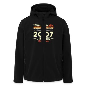 Original 2007 Vintage Retro Anniversary Gift - Men’s Recycled Softshell Jacket by Stanley/Stella - black - Front - AI Model Male 185 light (185cm)