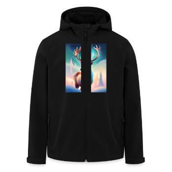 Majestic reindeer design with northern lights - Men’s Recycled Softshell Jacket by Stanley/Stella - black - Front - AI Model Male 185 light (185cm)