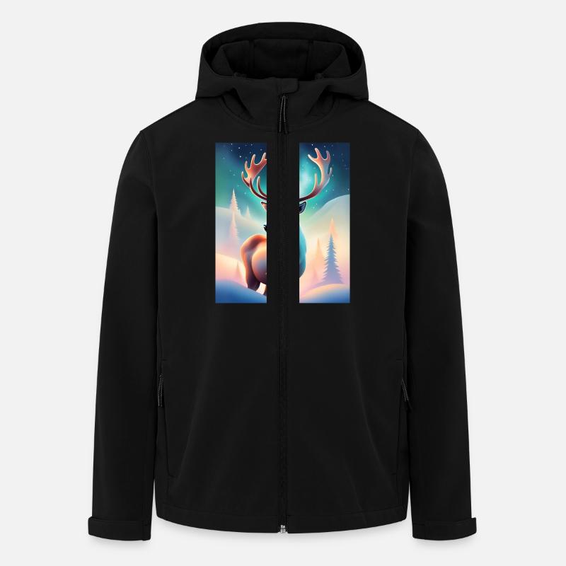Conception de renne majestueux avec des aurores boréales - Veste softshell homme en polyester recyclé Stanley/Stella - noir