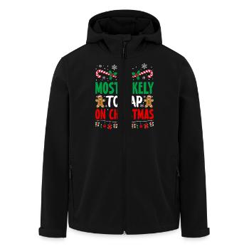 Most Likely To Nap On Christmas Sleep Holiday - Men’s Recycled Softshell Jacket by Stanley/Stella - black - Front - AI Model Male 185 light (185cm)