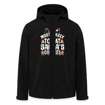 Most Likely To Eat Santa's Cookies Naughty Christm - Men’s Recycled Softshell Jacket by Stanley/Stella - black - Front - AI Model Male 185 light (185cm)