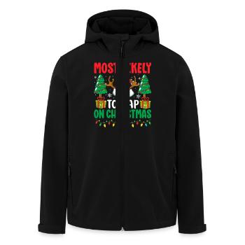 Most Likely To Nap On Christmas Holiday Sleep - Men’s Recycled Softshell Jacket by Stanley/Stella - black - Front - AI Model Male 185 light (185cm)