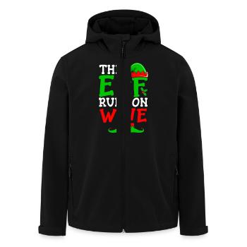This Elf Runs On Wine Christmas Spirit - Men’s Recycled Softshell Jacket by Stanley/Stella - black - Front - AI Model Male 185 light (185cm)