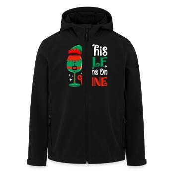 This Elf Runs On Wine Spirit Christmas - Men’s Recycled Softshell Jacket by Stanley/Stella - black - Front - AI Model Male 185 light (185cm)