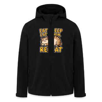 Cat Eats, Eats Still And Sleeps - Kitten Humor - Men’s Recycled Softshell Jacket by Stanley/Stella - black - Front - AI Model Male 185 light (185cm)