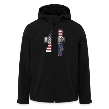 Mississippi United States Retro Wall Map - Men’s Recycled Softshell Jacket by Stanley/Stella - black - Front - AI Model Male 185 light (185cm)